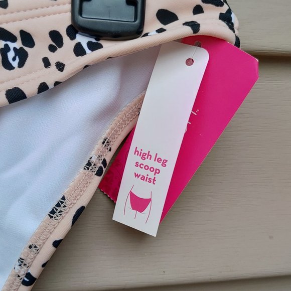 Xhilaration Animal Print Bikini Bottoms High Leg Scoop Waist NWT Leopard - Picture 6 of 10